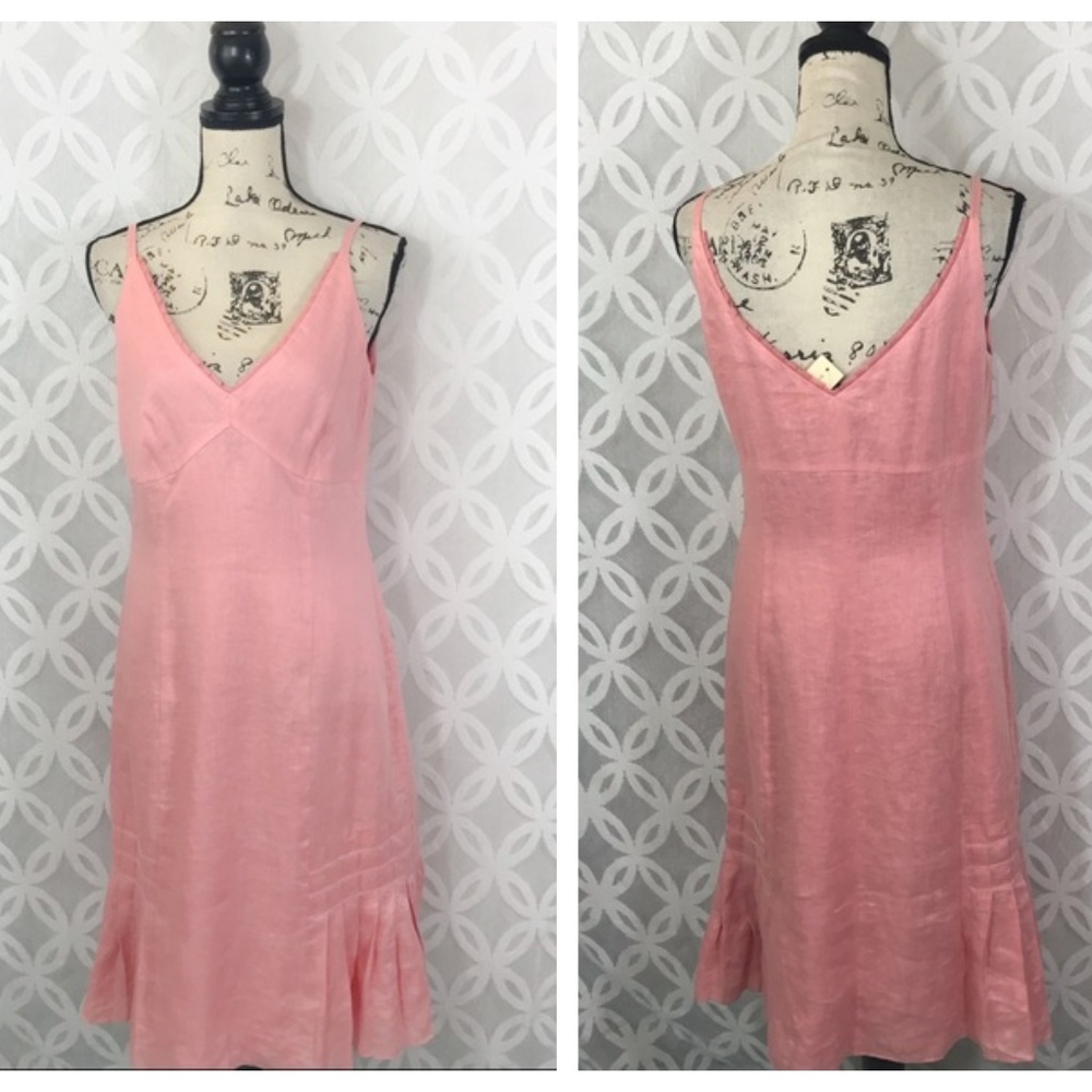 Ann Taylor Linen Coral Midi Dress NWT
